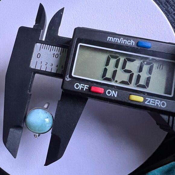 Larimar Crystal Oval Gemstone Ring Size‎ 6 Adjustable (#6) - Picture 13 of 15